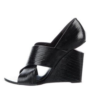 Alexander Wang Ida Black Lizard Embossed Strap Wedge: RARE FIND! Size 7.5